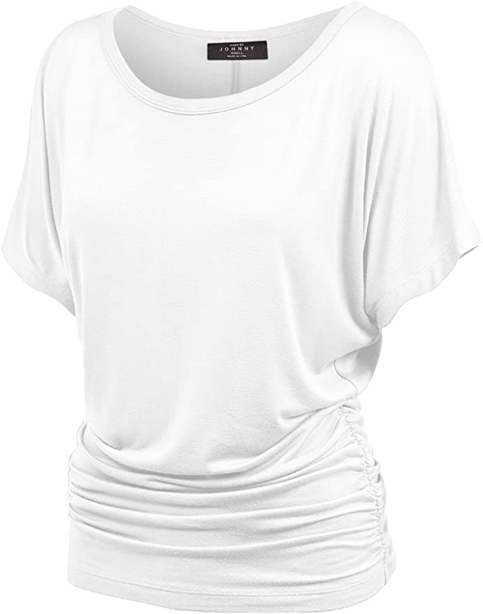 MBJ Women's Solid Short Sleeve Boat Neck V  image